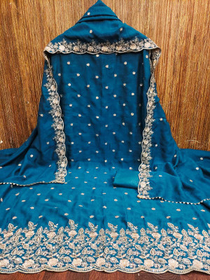 NF FAB Silk Blend Embroidered Salwar Suit Material