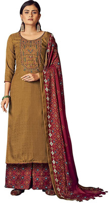 DRAVINAM Trends Wool Embroidered Salwar Suit Material