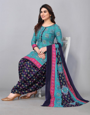 Samah Cotton Blend Floral Print, Printed, Geometric Print Salwar Suit Material
