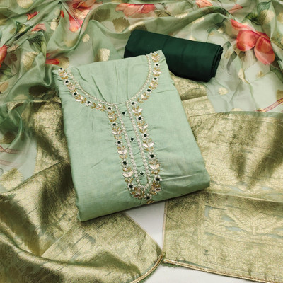 Kimisha Cotton Blend Embellished Salwar Suit Material
