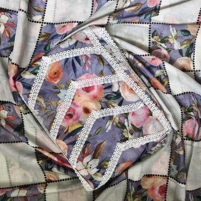 kasstoori Cotton Linen Floral Print Salwar Suit Material