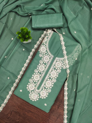 HERE&NOW Georgette Embroidered Salwar Suit Material