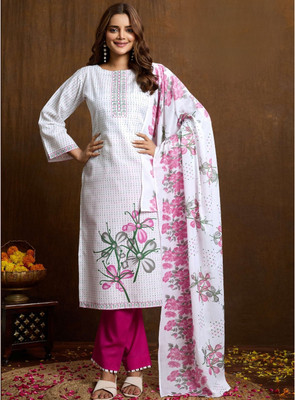 Anusheet Cotton Blend Self Design Salwar Suit Material