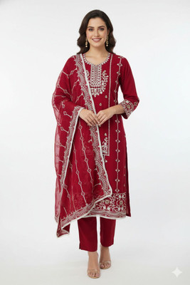 RAJGHARANA NX Chanderi Embroidered Salwar Suit Material