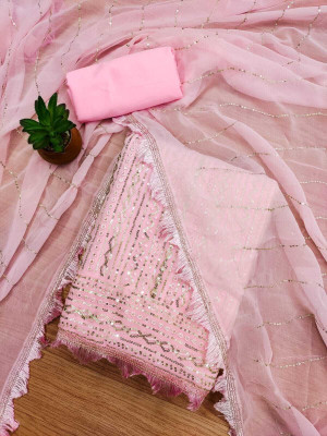HOUSEEOFCOMMON Georgette Embroidered Salwar Suit Material