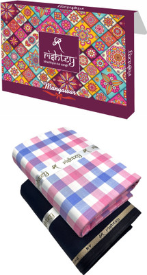 Rishtey Cotton Blend Solid, Checkered Shirt & Trouser Fabric