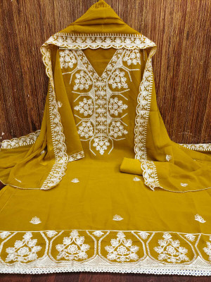 KGM BRAND Georgette Embroidered Salwar Suit Material