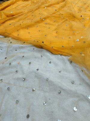 Divine Trends Net/Lace Embellished Multipurpose Running Fabric