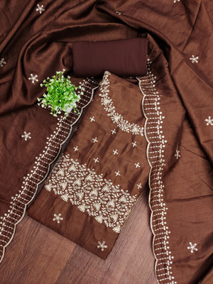 M FASHION Art Silk Embroidered Salwar Suit Material