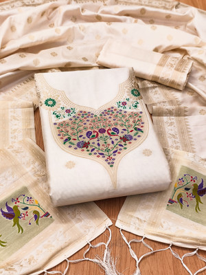 Divastri Cotton Silk Embellished Salwar Suit Material