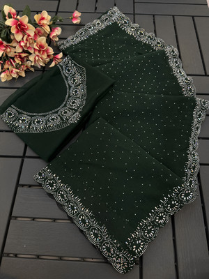 KHRITI FAB Organza Embellished Blouse Material