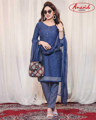 Anand Sarees Crepe Floral Print Salwar Suit Material