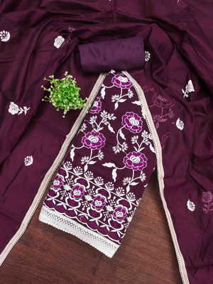 Blissta Cotton Blend Embroidered Salwar Suit Material