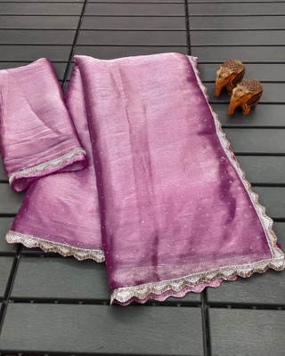 ZOYAL ENTERPRISE Solid/Plain Bollywood Brasso Saree(Pink)