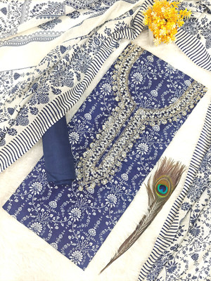 Zubeda Fashion Pure Cotton Embroidered Salwar Suit Material