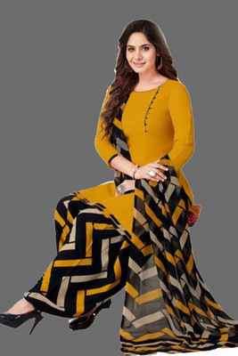 SatSpirited Crepe Printed Salwar Suit Material