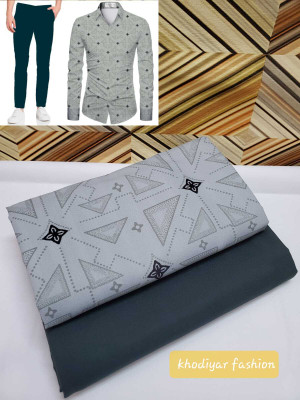 Jay Khodiyar Fashion Polycotton Self Design Shirt & Trouser Fabric