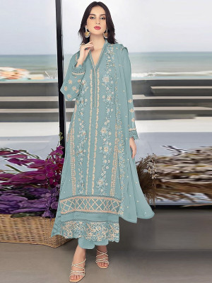 Dealbazaars Corporation Georgette Embroidered Salwar Suit Material