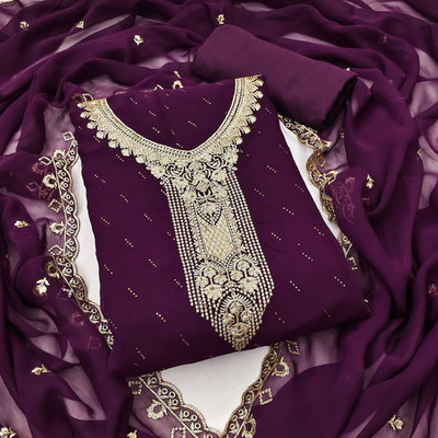RUDRAA FAB Georgette Embroidered Salwar Suit Material