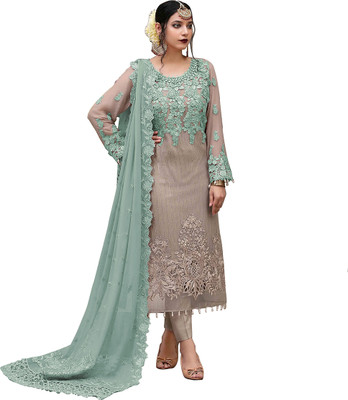 VIBHULEHENGA Georgette Embroidered Salwar Suit Material
