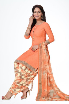 SatSpirited Crepe Printed Salwar Suit Material