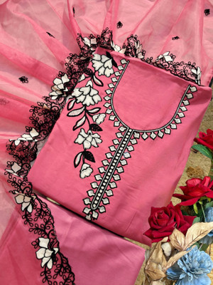SilkStyle Viscose Rayon Solid, Embroidered Salwar Suit Material