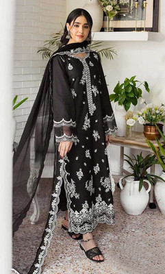Shoponbit Georgette Embroidered Salwar Suit Material
