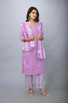 Ambarlyn Pure Cotton Embroidered, Printed Salwar Suit Material