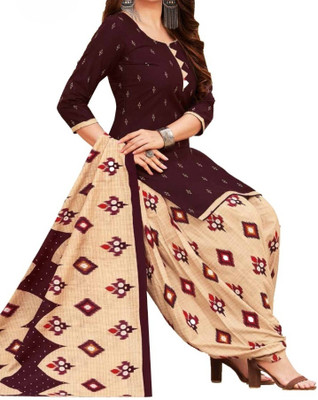 HK ETHNICSTORE Crepe Printed Kurta & Patiyala Material