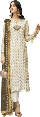 VIBHULEHENGA Georgette Embroidered Salwar Suit Material