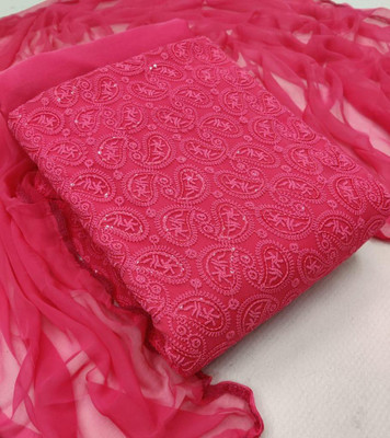 REET MAHAL Georgette Embroidered Salwar Suit Material