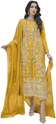 Uday Fashion Net/Lace Embroidered Salwar Suit Material