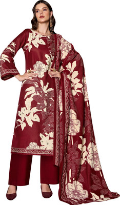 DRAVINAM Trends Wool Embroidered Salwar Suit Material