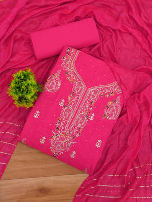 Fashion Of Z Cotton Silk Embroidered Salwar Suit Material