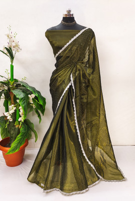 greeva enterprise Embellished Bollywood Jimmy choo Saree(Light Green)