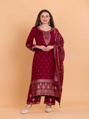 HouseOfCommon Wool Printed Kurta & Palazzo Material