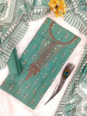 krishna boutique Pure Cotton Embroidered Salwar Suit Material