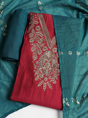 Meena Bazaar Cotton Blend Embroidered Salwar Suit Material