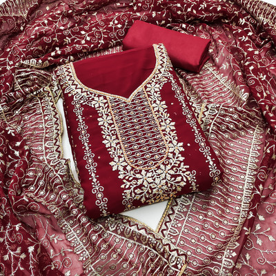 manvaa Georgette Embellished Salwar Suit Material