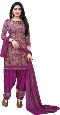 SatSpirited Crepe Printed Salwar Suit Material