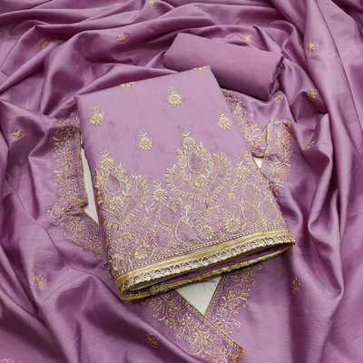 manvaa Cotton Blend Embellished Salwar Suit Material