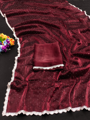 ZOYAL ENTERPRISE Embellished Bollywood Jimmy choo Saree(Maroon)