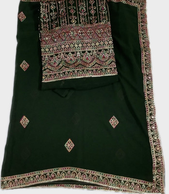 WARMWORTH Georgette Embroidered, Embellished Kurta & Palazzo Material