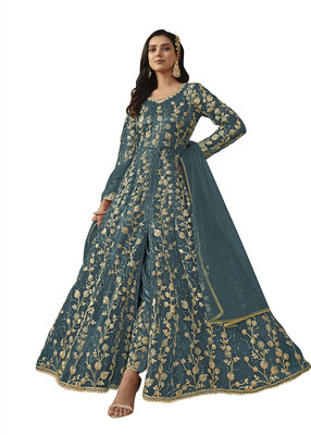IYALAFAB Net/Lace Embroidered Salwar Suit Material