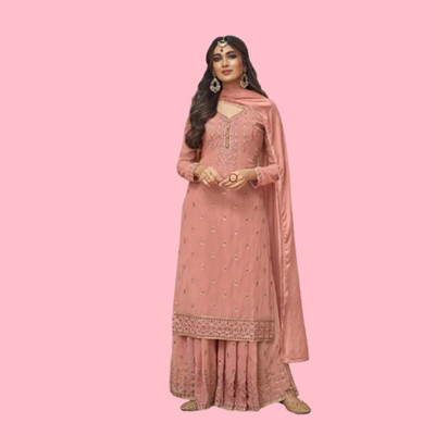 HRMFAB Net/Lace Embroidered Gown/Anarkali Kurta & Bottom Material
