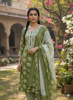 Goldfi Cotton Blend Floral Print Salwar Suit Material