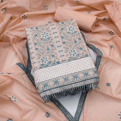 NEGRONISTAR Cotton Blend Embroidered Salwar Suit Material