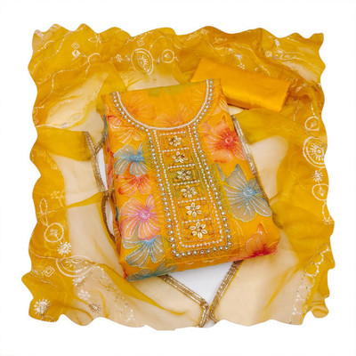 NEGRONI Organza Embroidered Salwar Suit Material