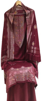 mega fashion studio Wool Embroidered, Embellished Salwar Suit Material