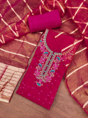 Tasrika Silk Blend Embroidered Salwar Suit Material